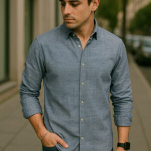Camisa Casual Azul